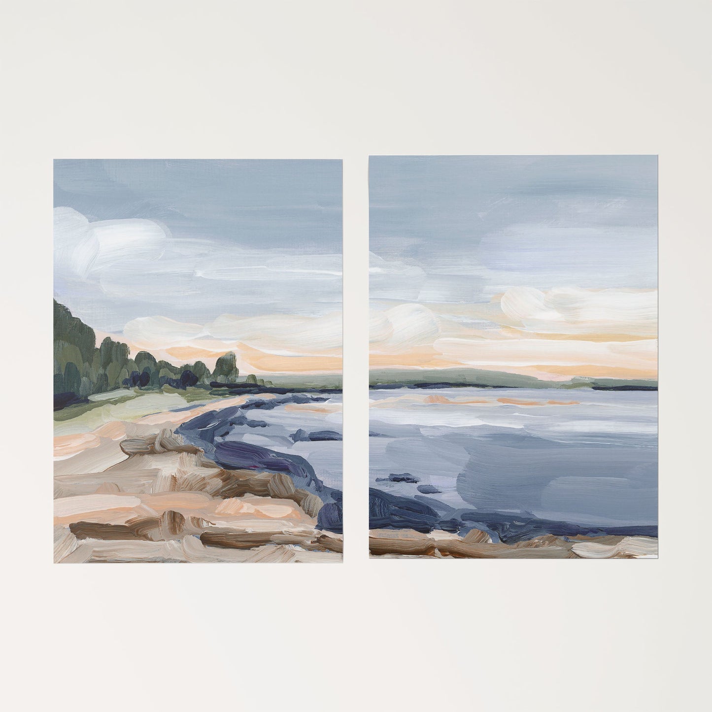 ’Pretty Marsh’ Diptych Art Print || Set of 2 - Rolled Canvas / 8x10 in / No Frame - abstract - Acadia National Park