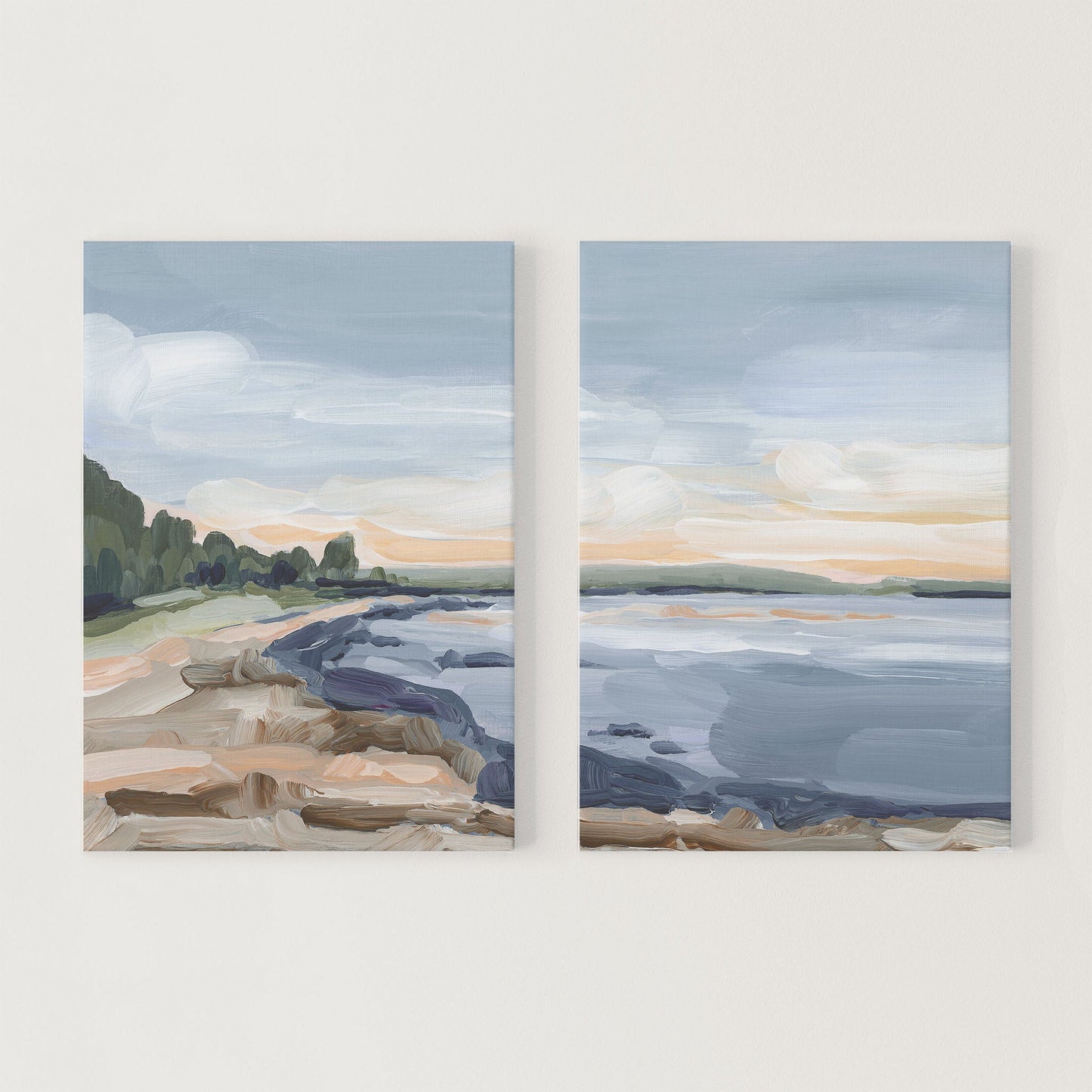 ’Pretty Marsh’ Diptych Art Print || Set of 2 - Stretched Canvas / 8x10 in / No Frame - abstract - Acadia National