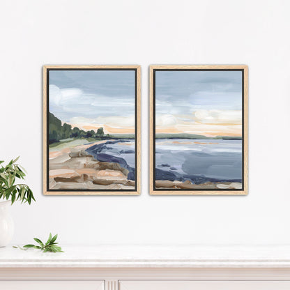 ’Pretty Marsh’ Diptych Art Print || Set of 2 - Stretched Canvas / 8x10 in / Oak Frame - abstract - Acadia National Park