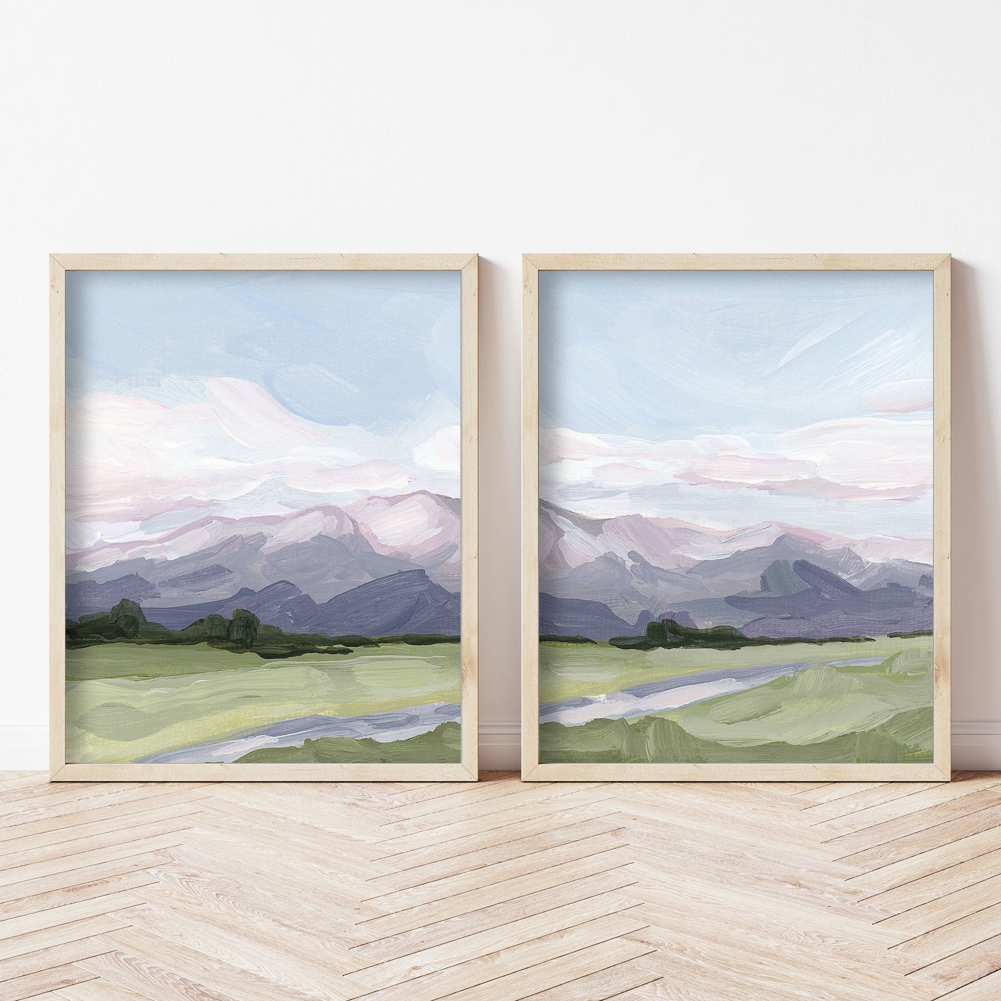 ’Purple Peak’ Diptych Art Print || Set of 2 - abstract - Artwork - Colorado - Springs