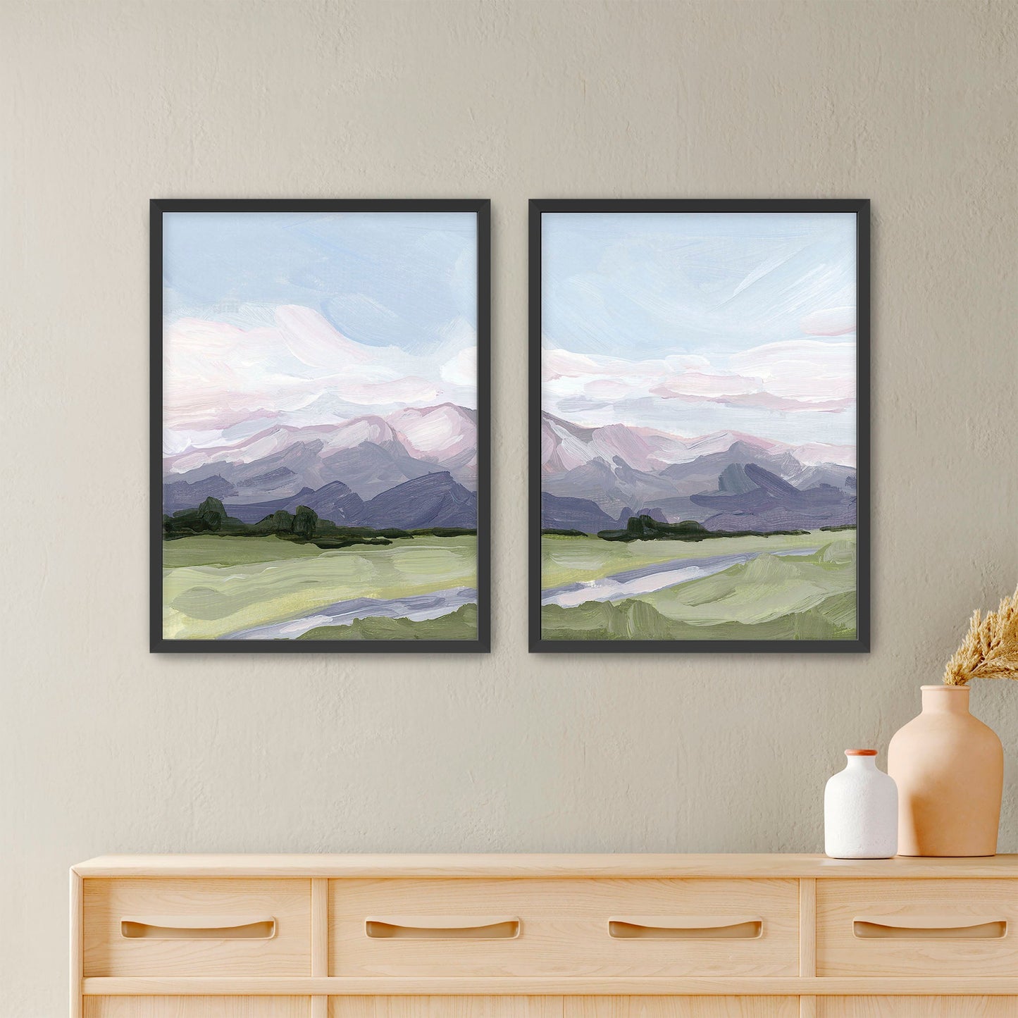 ’Purple Peak’ Diptych Art Print || Set of 2 - Paper / 5x7 in / Black Frame - abstract - Artwork - Colorado - Springs