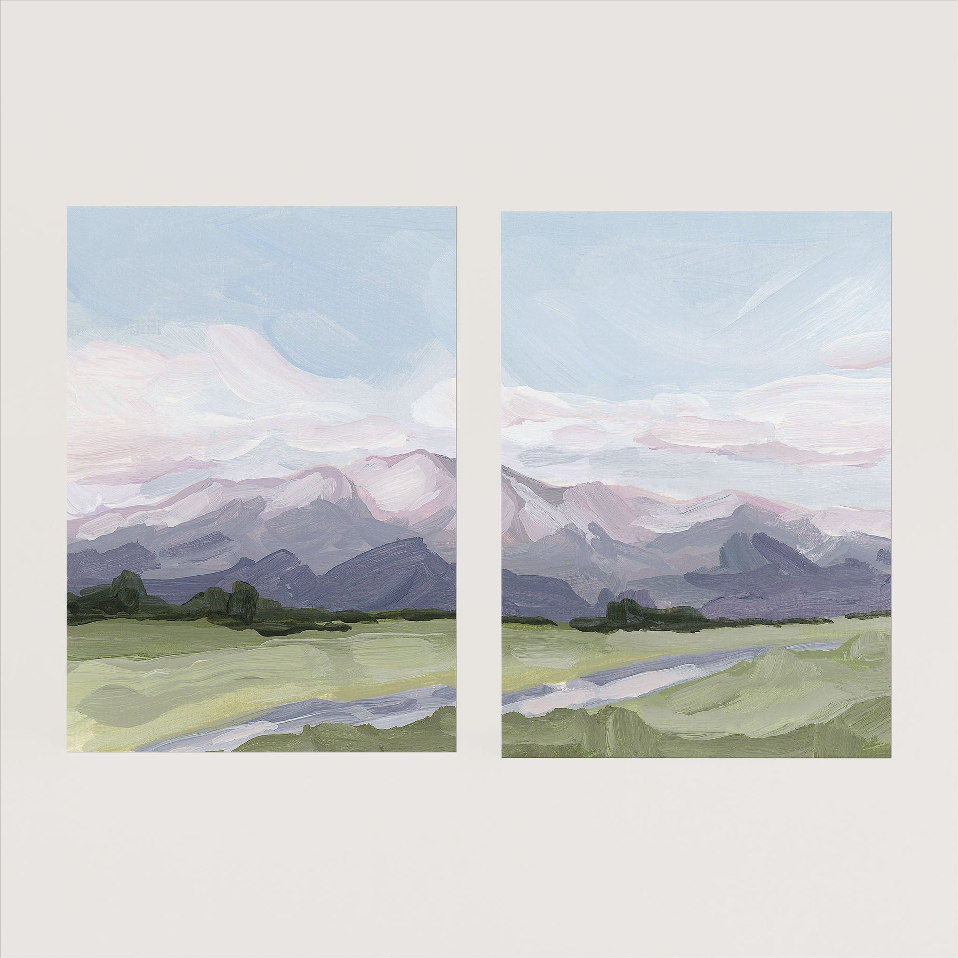 ’Purple Peak’ Diptych Art Print || Set of 2 - Paper / 5x7 in / No Frame - abstract - Artwork - Colorado - Springs