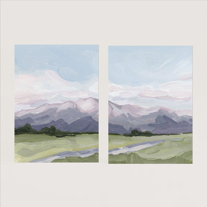 ’Purple Peak’ Diptych Art Print || Set of 2 - Paper / 5x7 in / No Frame - abstract - Artwork - Colorado - Springs