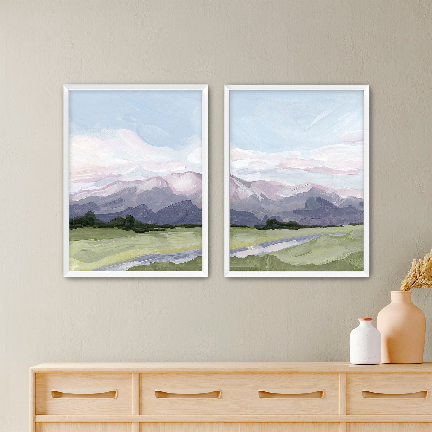 ’Purple Peak’ Diptych Art Print || Set of 2 - Paper / 5x7 in / White Frame - abstract - Artwork - Colorado - Springs