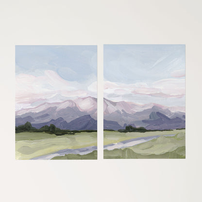 ’Purple Peak’ Diptych Art Print || Set of 2 - Rolled Canvas / 8x10 in / No Frame - abstract - Artwork - Colorado