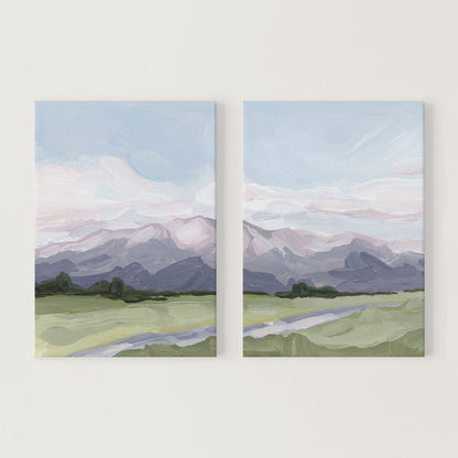 ’Purple Peak’ Diptych Art Print || Set of 2 - Stretched Canvas / 8x10 in / No Frame - abstract - Artwork - Colorado