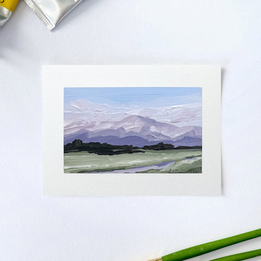 ’Purple Peak II’ Original Painting || 5x7 - Colorado Springs Mountain - abstract - Acrylic - Artwork