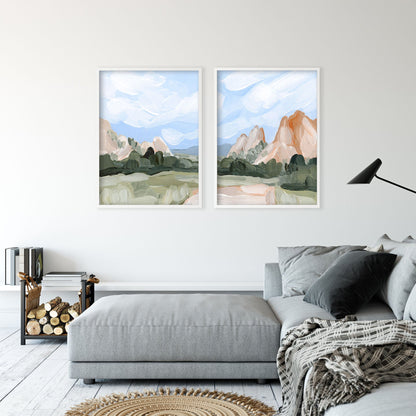 ’Red Rocks’ Diptych Art Print || Set of 2 - abstract - Artwork - Colorado - Springs