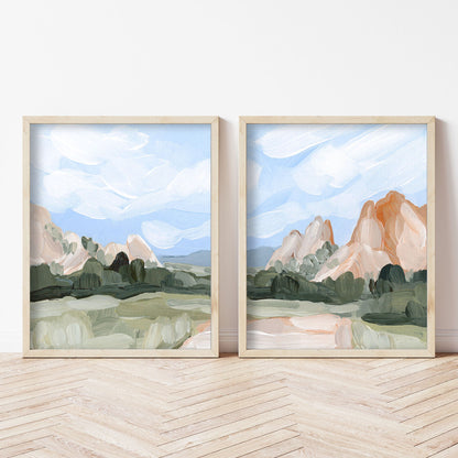 ’Red Rocks’ Diptych Art Print || Set of 2 - abstract - Artwork - Colorado - Springs