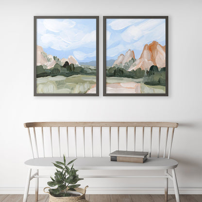’Red Rocks’ Diptych Art Print || Set of 2 - abstract - Artwork - Colorado - Springs