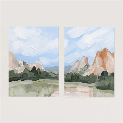 ’Red Rocks’ Diptych Art Print || Set of 2 - Paper / 5x7 in / No Frame - abstract - Artwork - Colorado - Springs