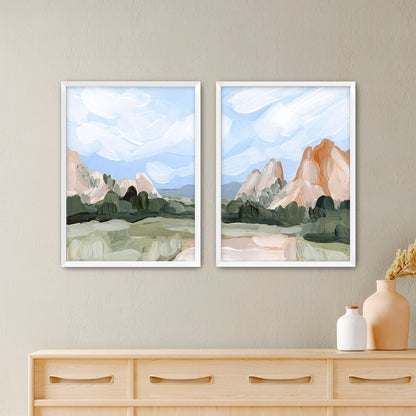 ’Red Rocks’ Diptych Art Print || Set of 2 - Paper / 5x7 in / White Frame - abstract - Artwork - Colorado - Springs