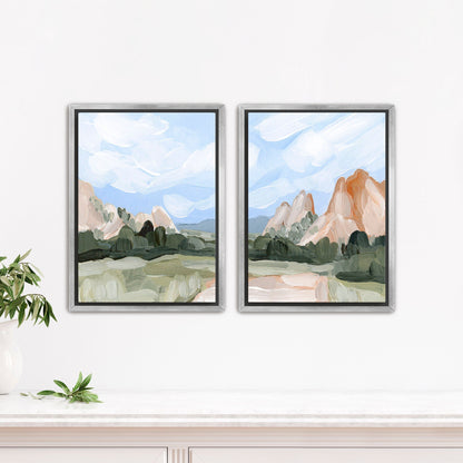 ’Red Rocks’ Diptych Art Print || Set of 2 - Stretched Canvas / 8x10 in / Silver Frame - abstract - Artwork - Colorado