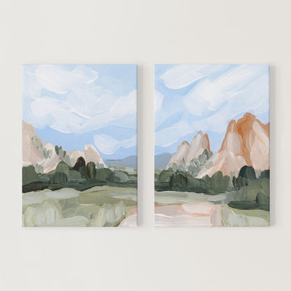 ’Red Rocks’ Diptych Art Print || Set of 2 - Stretched Canvas / 8x10 in / No Frame - abstract - Artwork - Colorado