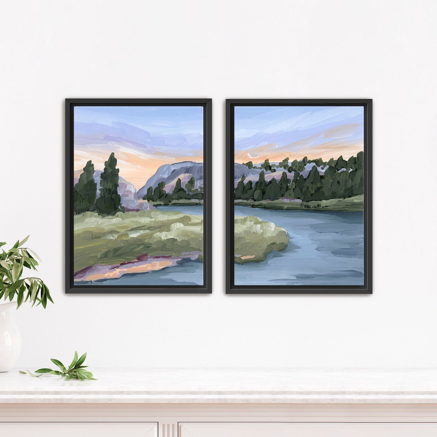 ’Resting Place’ Diptych Art Print || Set of 2 - Stretched Canvas / 8x10 in / Black Frame - abstract - Artwork - Colorado