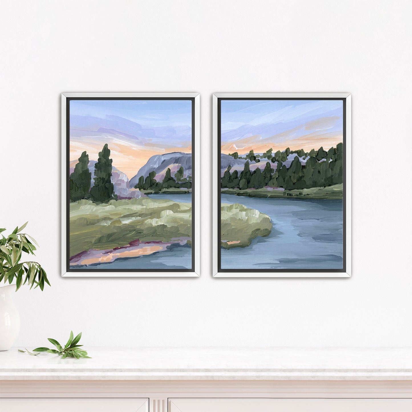 ’Resting Place’ Diptych Art Print || Set of 2 - Stretched Canvas / 8x10 in / White Frame - abstract - Artwork - Colorado