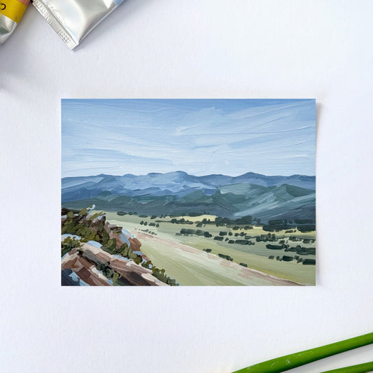 ’Ridge Views’ Original Painting || 5x7 - New Mexico Valley - abstract - Acrylic - Artwork - Landscape - Mountain