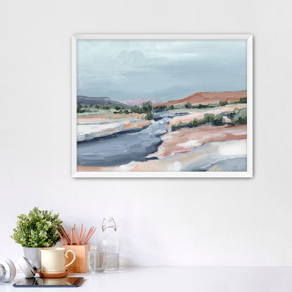 ’River Through Zion’ Art Print - Paper / 5x7 in / White Frame - abstract - Artwork - cliffs - Landscape