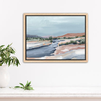 ’River Through Zion’ Art Print - Stretched Canvas / 8x10 in / Oak Frame - abstract - Artwork - cliffs - Landscape