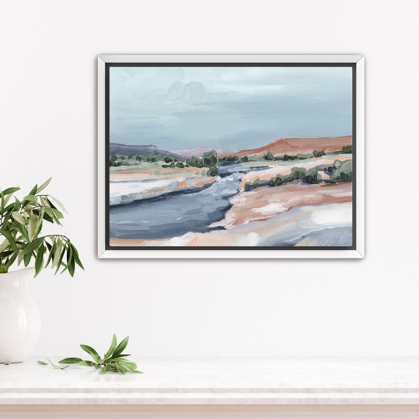 ’River Through Zion’ Art Print - Stretched Canvas / 8x10 in / White Frame - abstract - Artwork - cliffs - Landscape