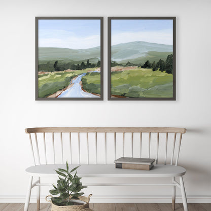 ’River Walk’ Diptych Art Print || Set of 2 - abstract - Artwork - Colorado