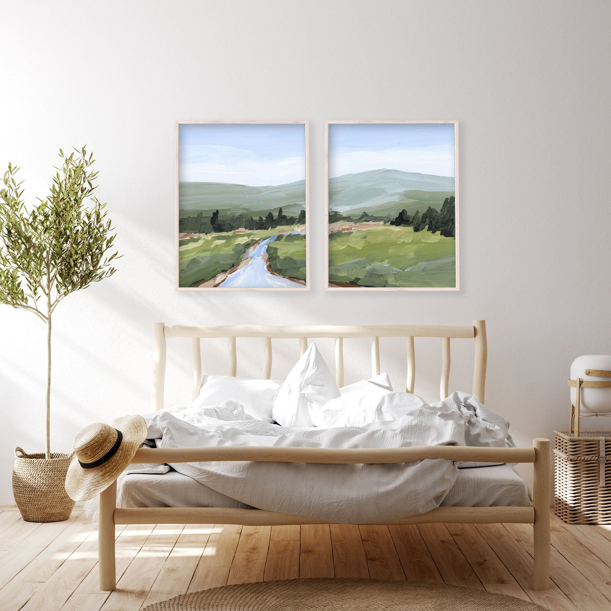’River Walk’ Diptych Art Print || Set of 2 abstract Artwork Colorado
