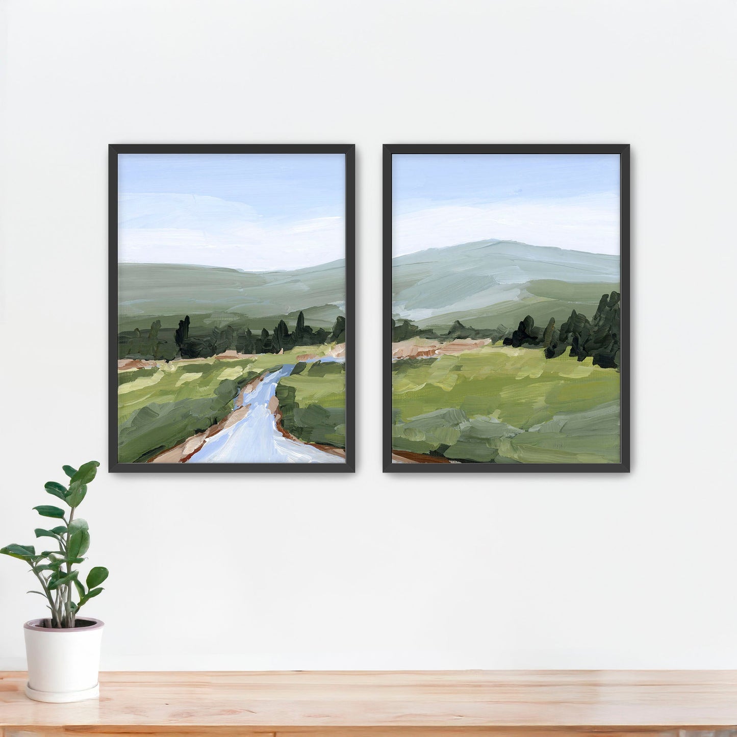 ’River Walk’ Diptych Art Print || Set of 2 Paper / 5x7 in / Black Frame abstract Artwork Colorado