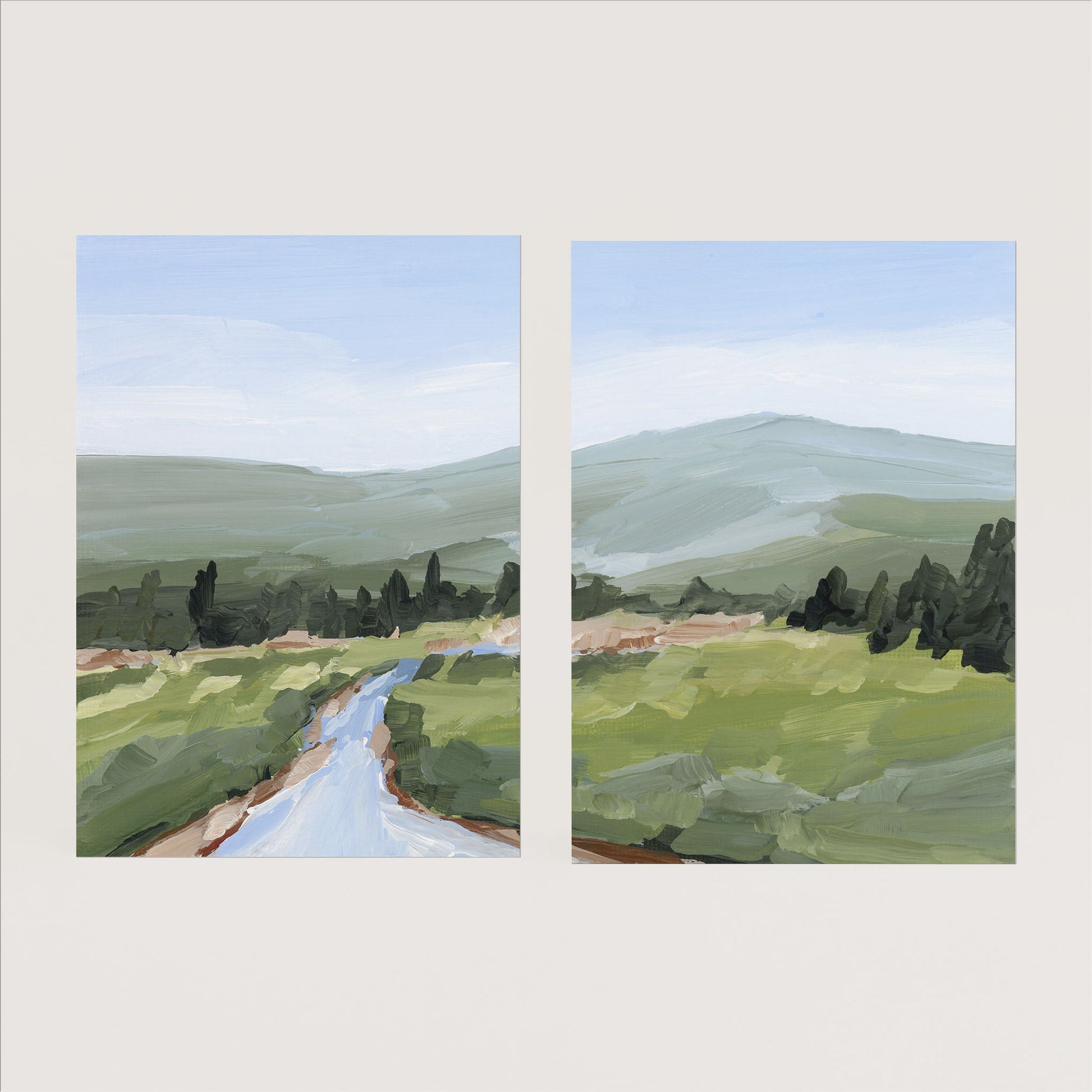 ’River Walk’ Diptych Art Print || Set of 2 Paper / 5x7 in / No Frame abstract Artwork Colorado