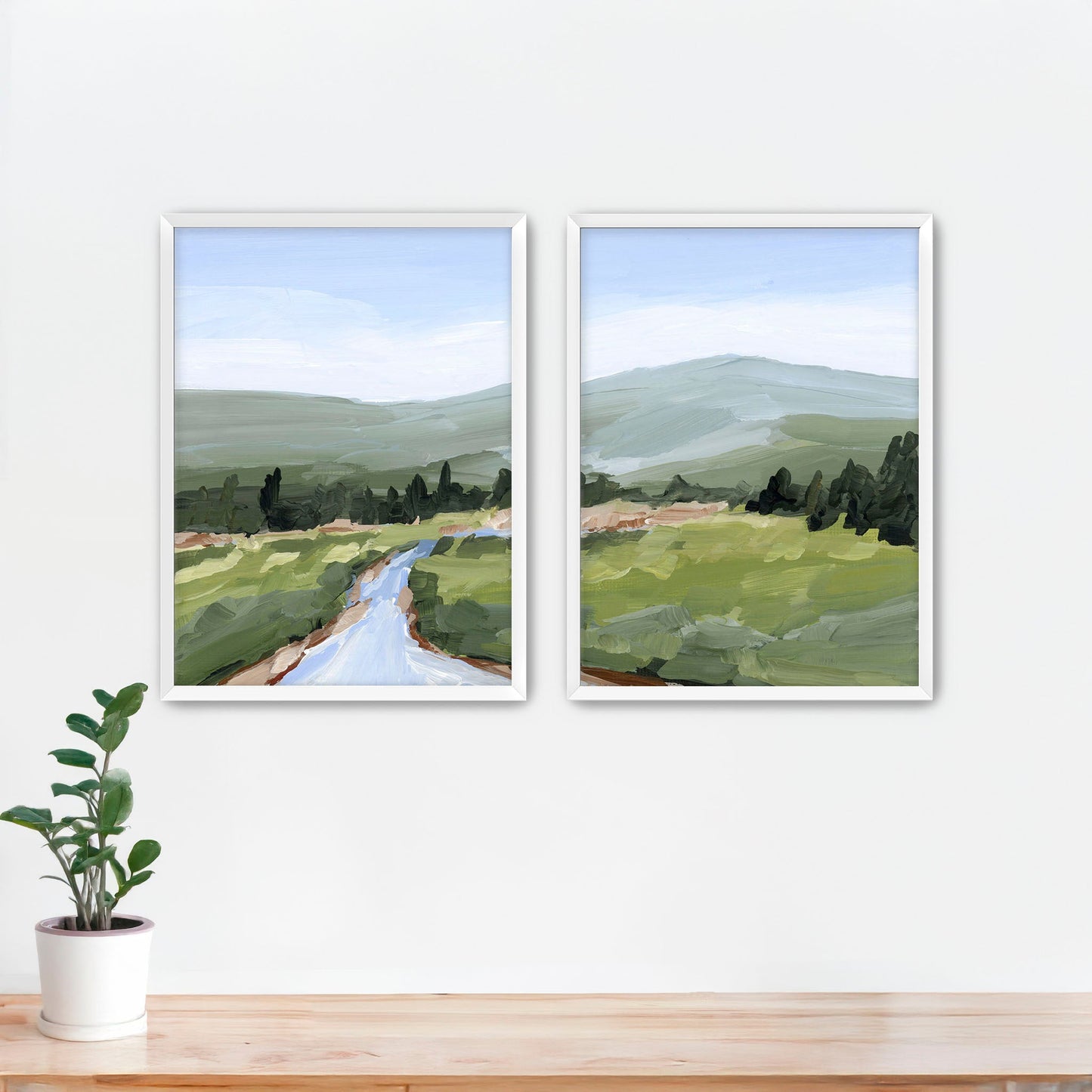 ’River Walk’ Diptych Art Print || Set of 2 Paper / 5x7 in / White Frame abstract Artwork Colorado