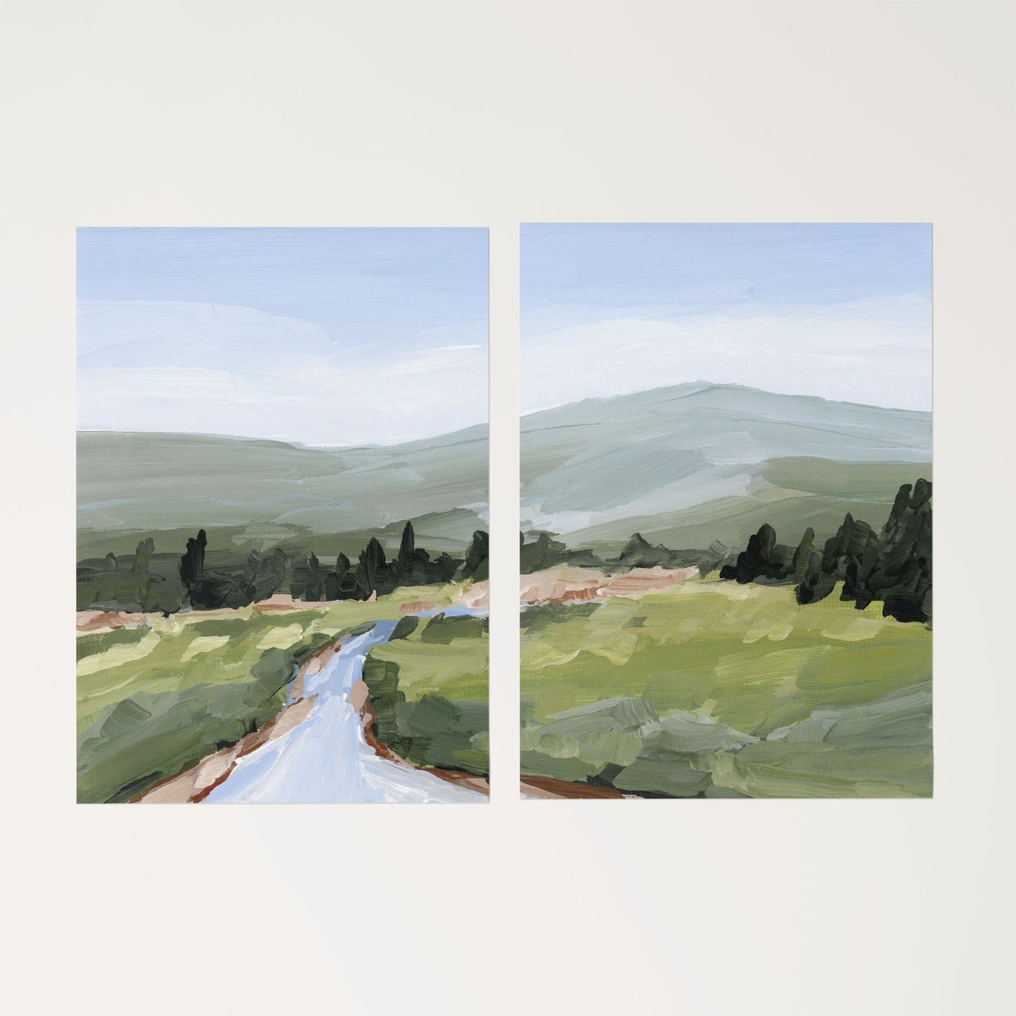 ’River Walk’ Diptych Art Print || Set of 2 Rolled Canvas / 8x10 in / No Frame abstract Artwork Colorado