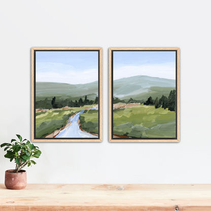 ’River Walk’ Diptych Art Print || Set of 2 - Stretched Canvas / 8x10 in / Oak Frame - abstract - Artwork - Colorado