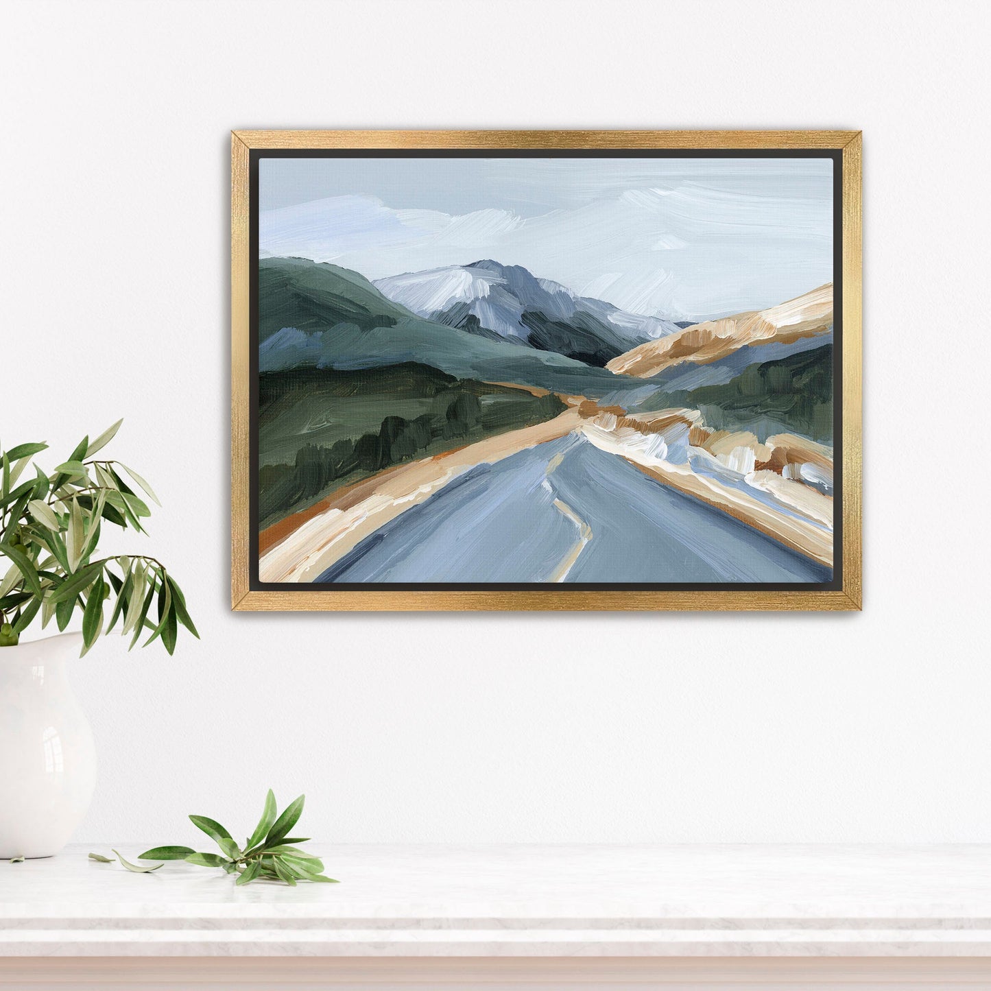 ’Road Home’ Art Print - Stretched Canvas / 8x10 in / Gold Frame - Colorado Landscape - abstract - Artwork - Autumn