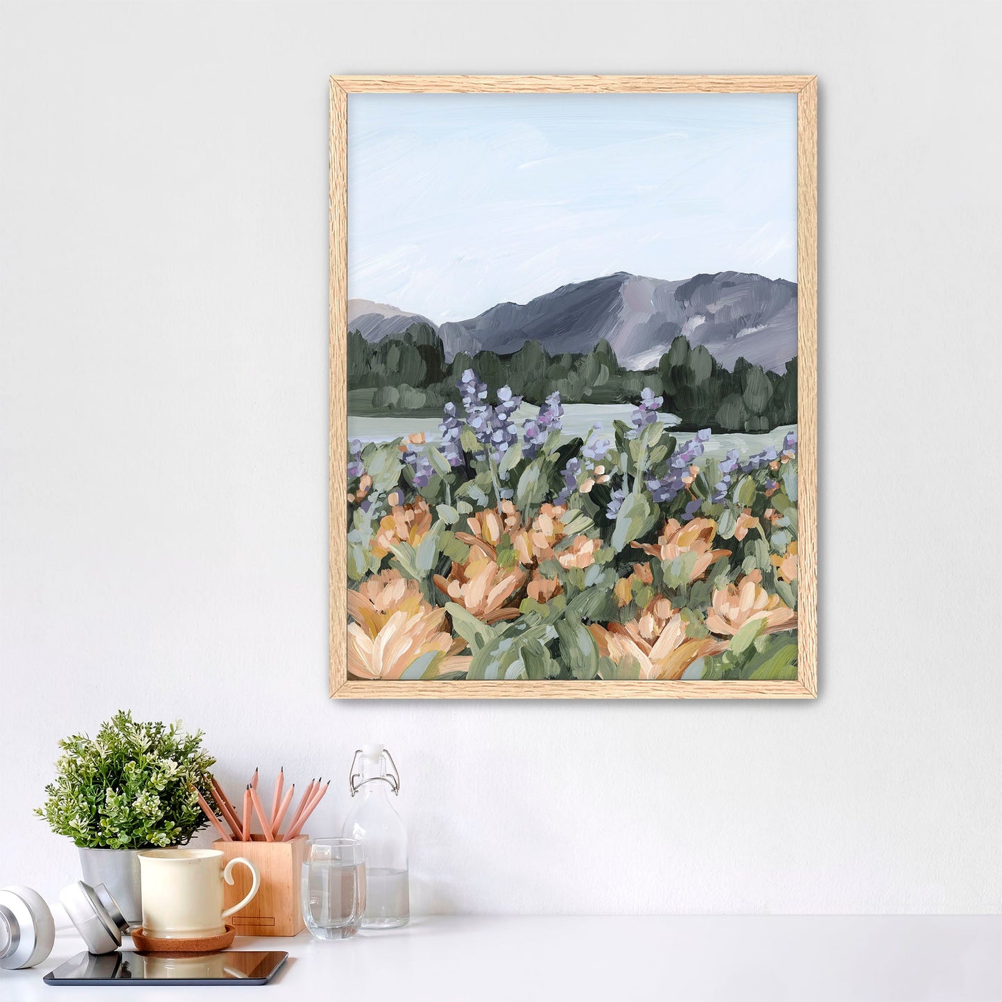 ’Rocky Mountain Summer’ Art Print - Paper / 5x7 in / Oak Frame - Utah Wall - abstract - Artwork - Flower - Flowers