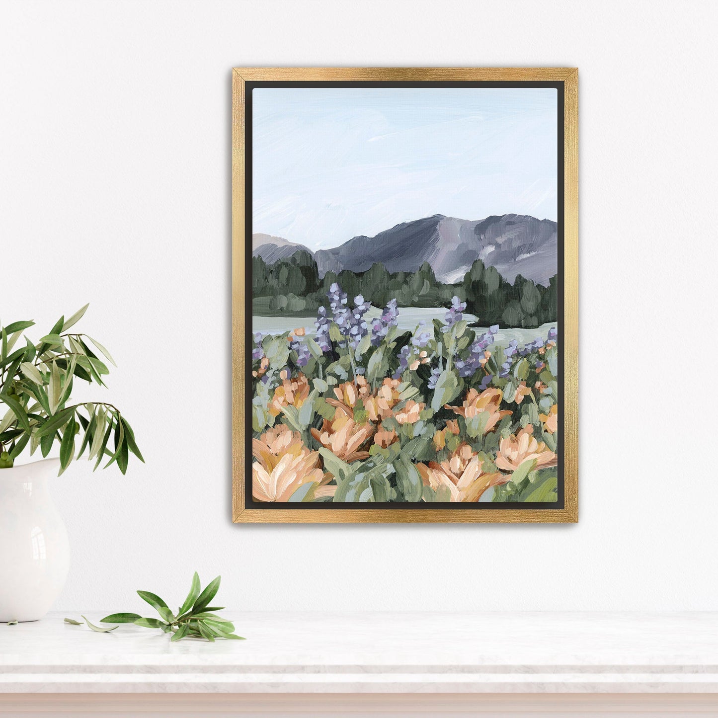 ’Rocky Mountain Summer’ Art Print - Stretched Canvas / 8x10 in / Gold Frame - Utah Wall - abstract - Artwork