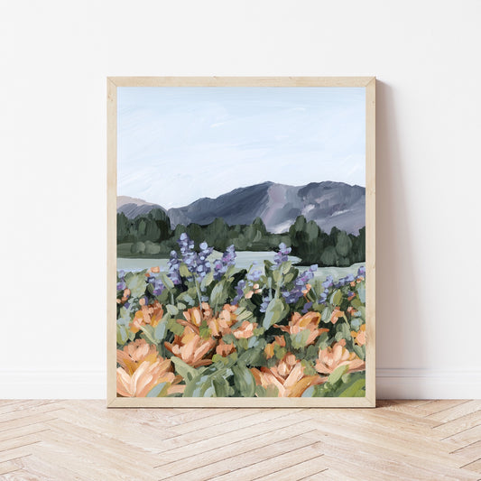 Rocky Mountain summer utah wildflower landscape art print