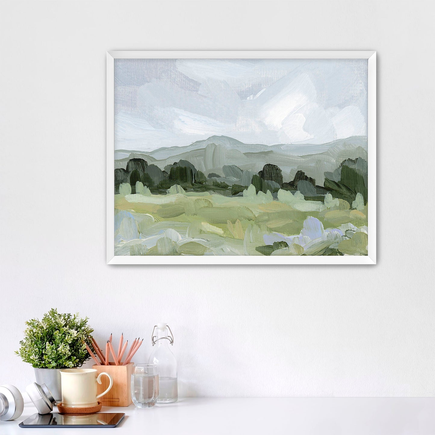 ’Sage Valley’ Art Print - Paper / 5x7 in / White Frame - Colorado Landscape Wall - abstract - Artwork