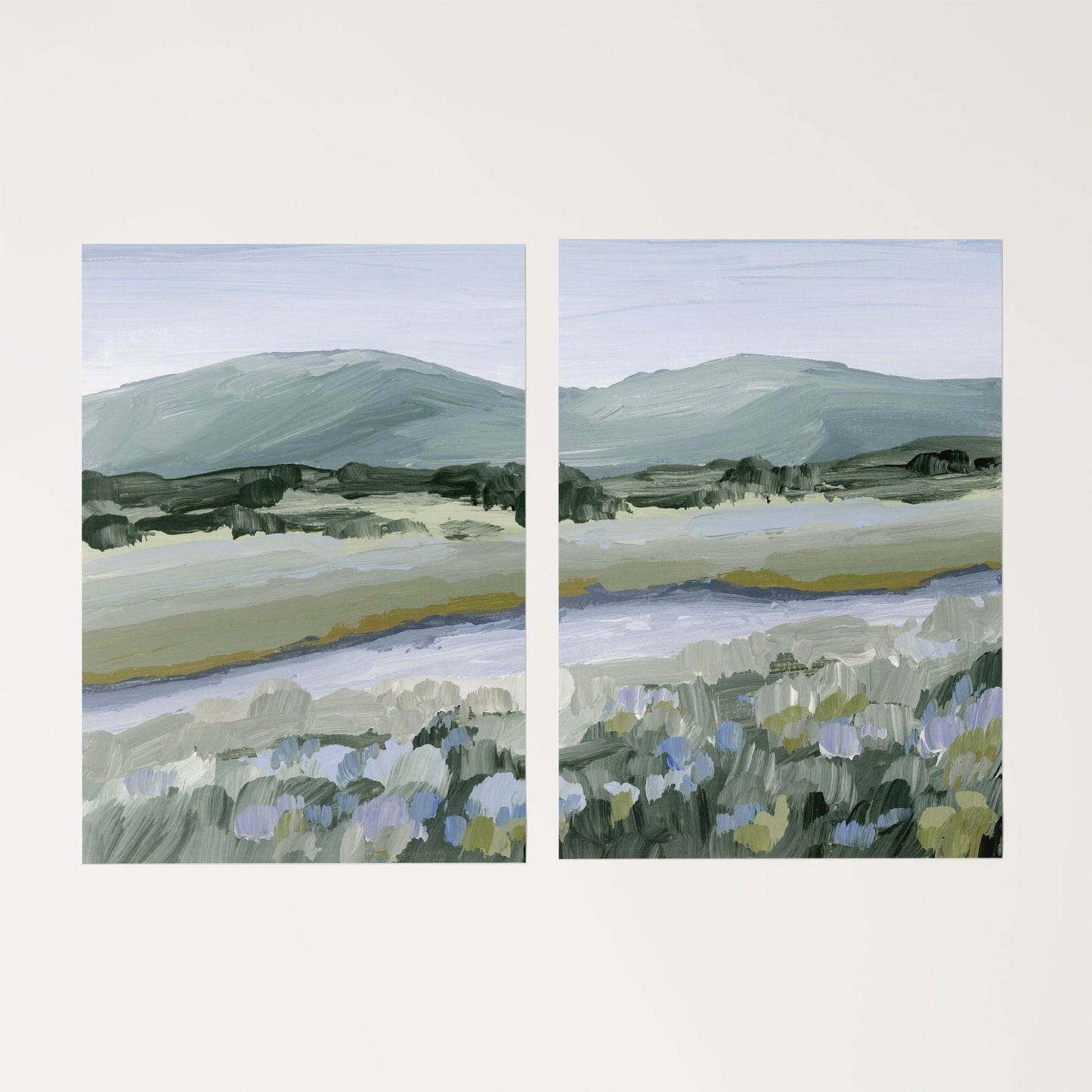 ’Sagebrush’ Diptych Art Print || Set of 2 - Rolled Canvas / 8x10 in / No Frame - abstract - Artwork - Colorado