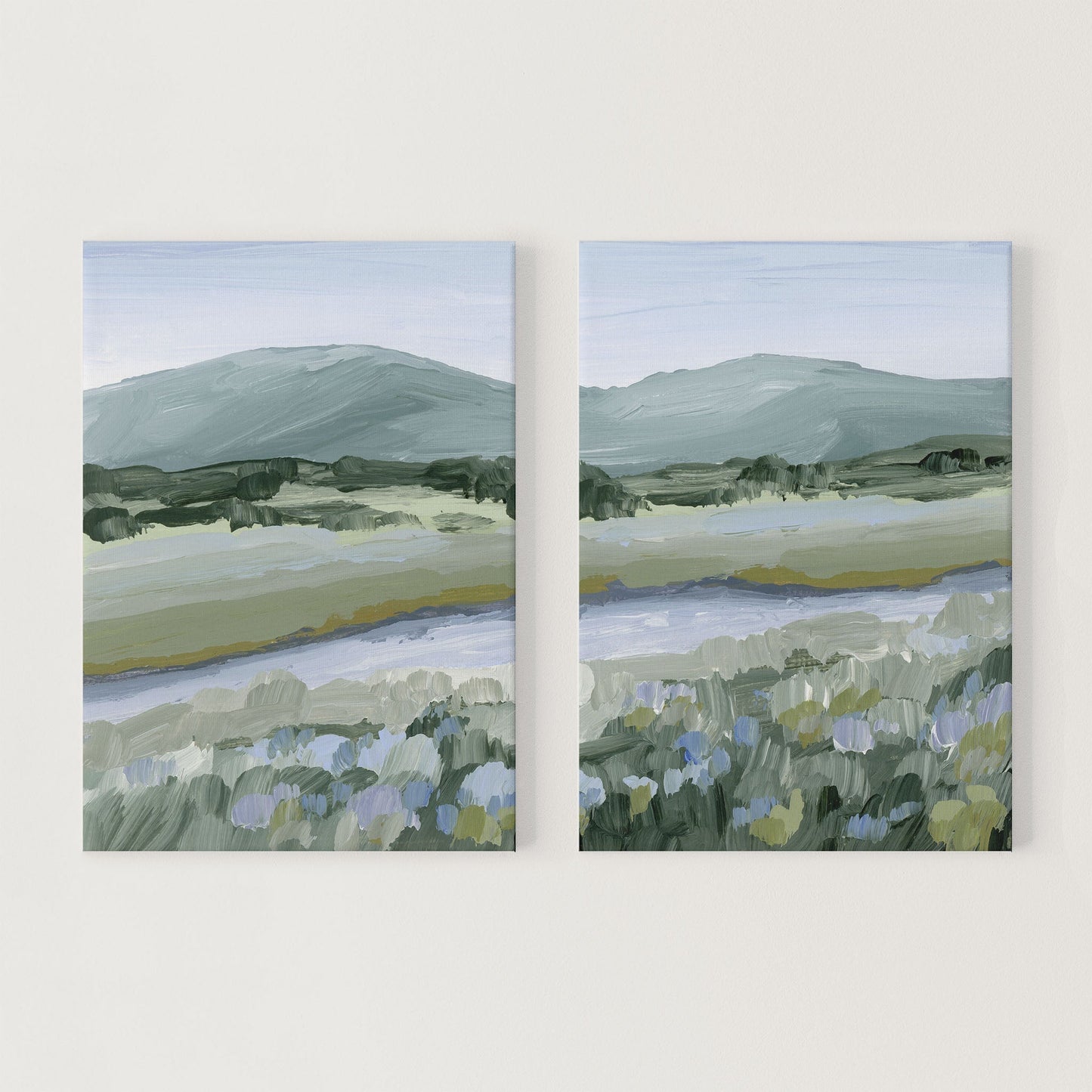 ’Sagebrush’ Diptych Art Print || Set of 2 - Stretched Canvas / 8x10 in / No Frame - abstract - Artwork - Colorado