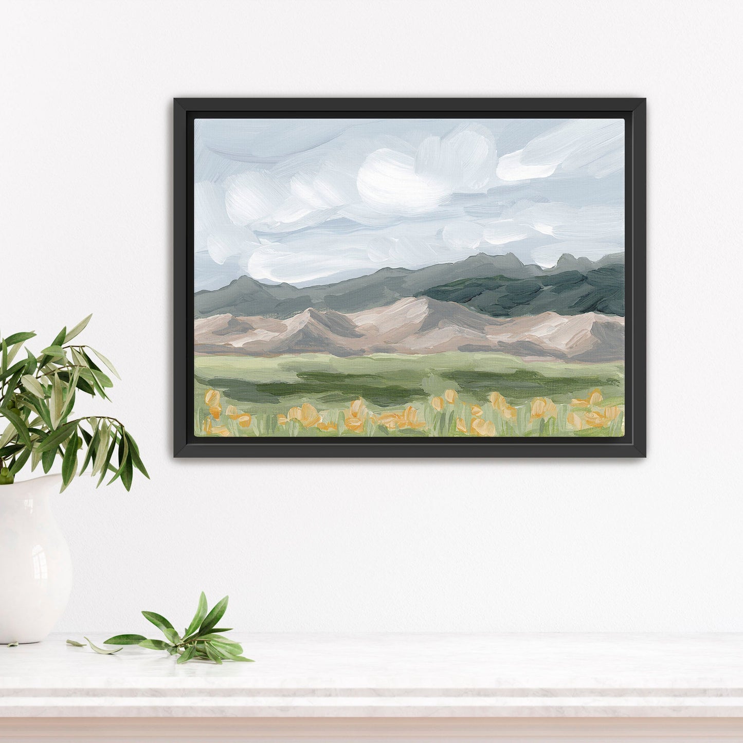 ’Sand Dunes in Summer’ Art Print - Stretched Canvas / 8x10 / Black Frame - Great Sand National Park - abstract