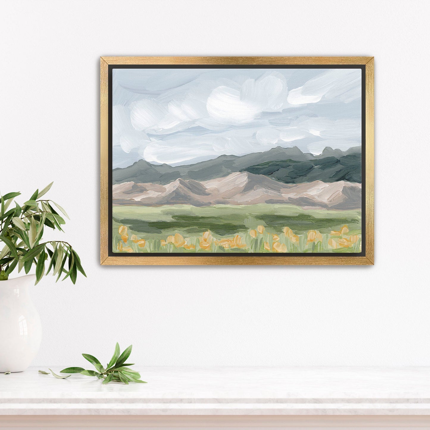 ’Sand Dunes in Summer’ Art Print - Stretched Canvas / 8x10 / Gold Frame - Great Sand National Park - abstract