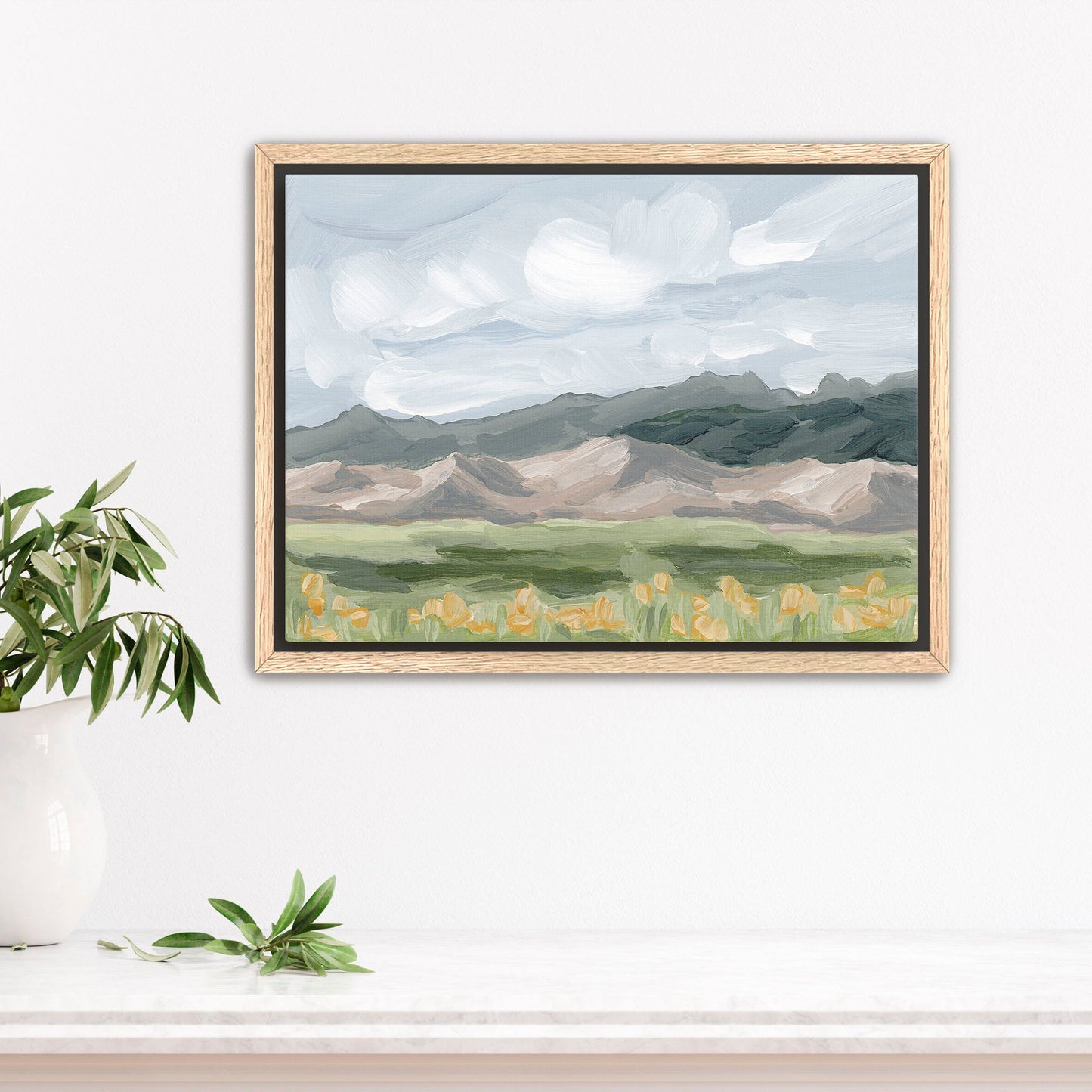 ’Sand Dunes in Summer’ Art Print - Stretched Canvas / 8x10 / Oak Frame - Great Sand National Park - abstract