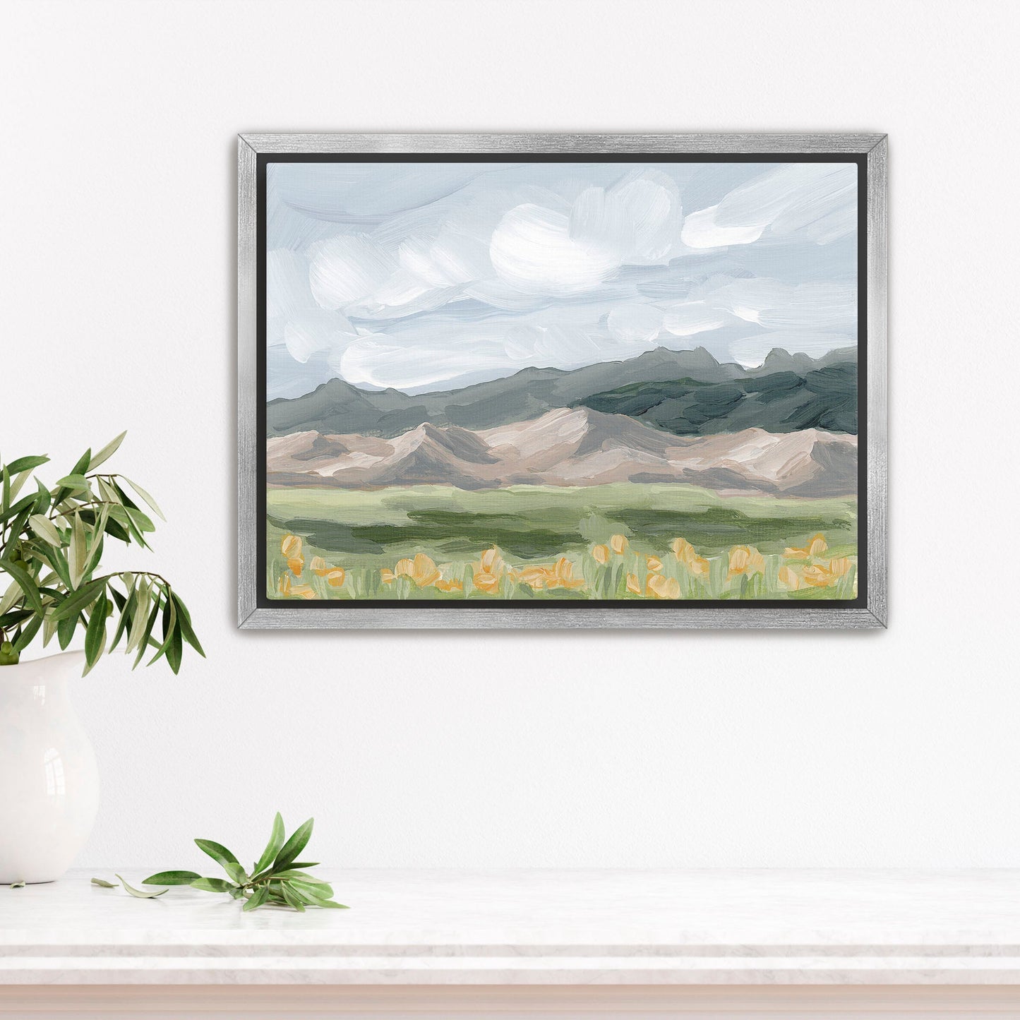 ’Sand Dunes in Summer’ Art Print - Stretched Canvas / 8x10 / Silver Frame - Great Sand National Park - abstract