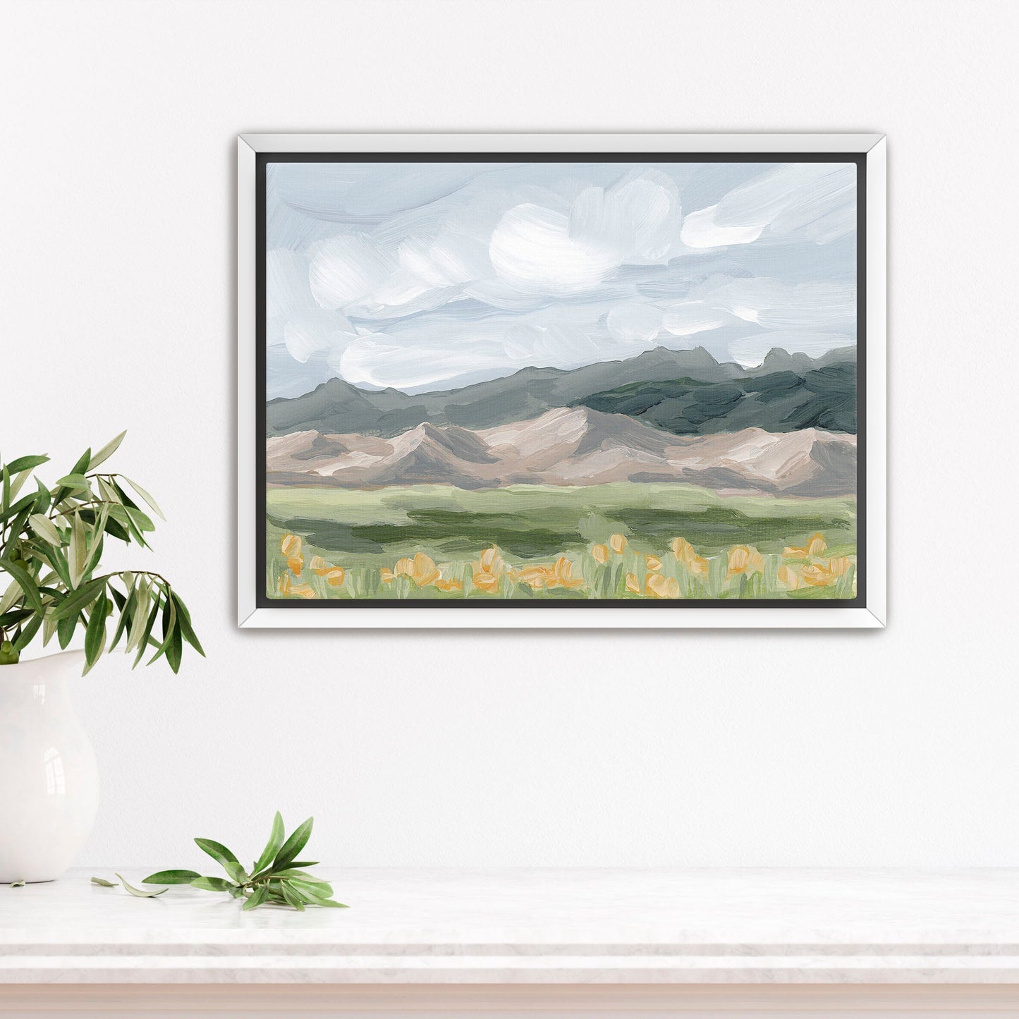 ’Sand Dunes in Summer’ Art Print - Stretched Canvas / 8x10 / White Frame - Great Sand National Park - abstract