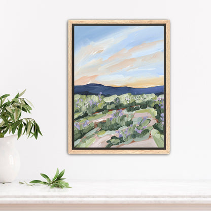 ’Sandstone and Wildflowers’ Art Print - Stretched Canvas / 8x10 in / Oak Frame - Mountain Wildflower Wall - abstract