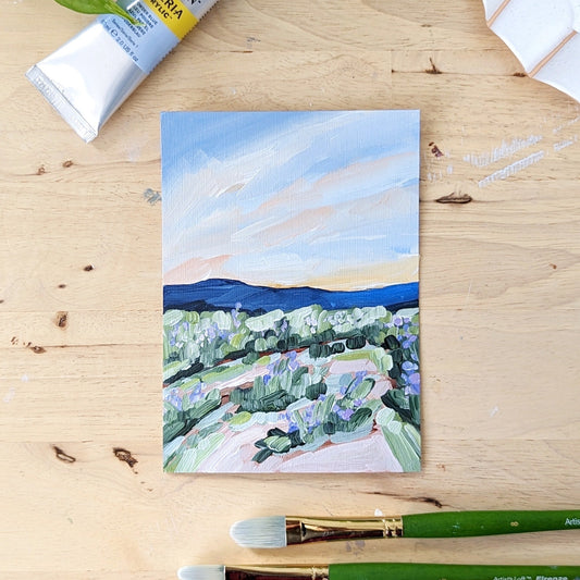 ’Sandstone and Wildflowers’ Original Painting || 5x7 - Colorado - abstract - Acrylic - Artwork - Landscape