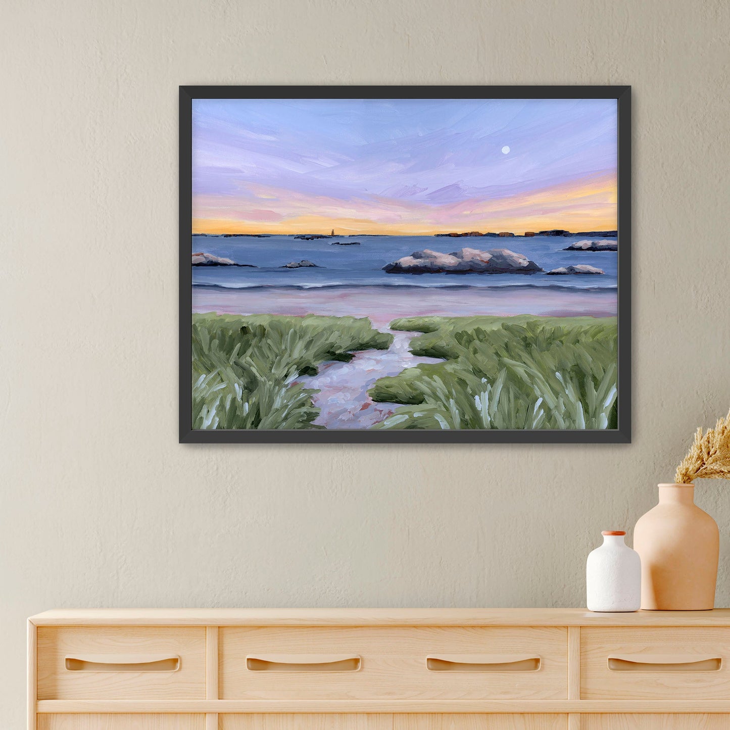 ’Sandy Cove’ Art Print - Paper / 5x7 in / Black Frame - New England Wall - Artwork - Beach - coast - Coastal