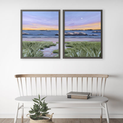 ’Sandy Cove’ Diptych Art Print || Set of 2 - abstract - Artwork - Beach - coast