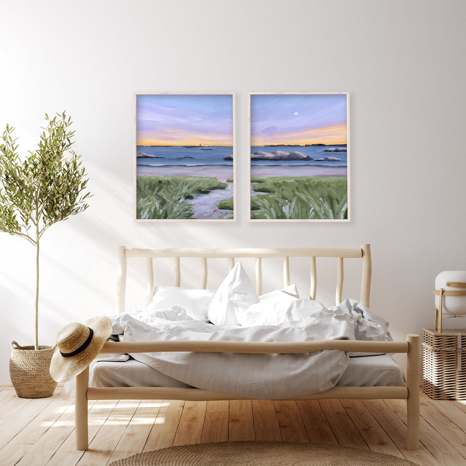 ’Sandy Cove’ Diptych Art Print || Set of 2 - abstract - Artwork - Beach - coast