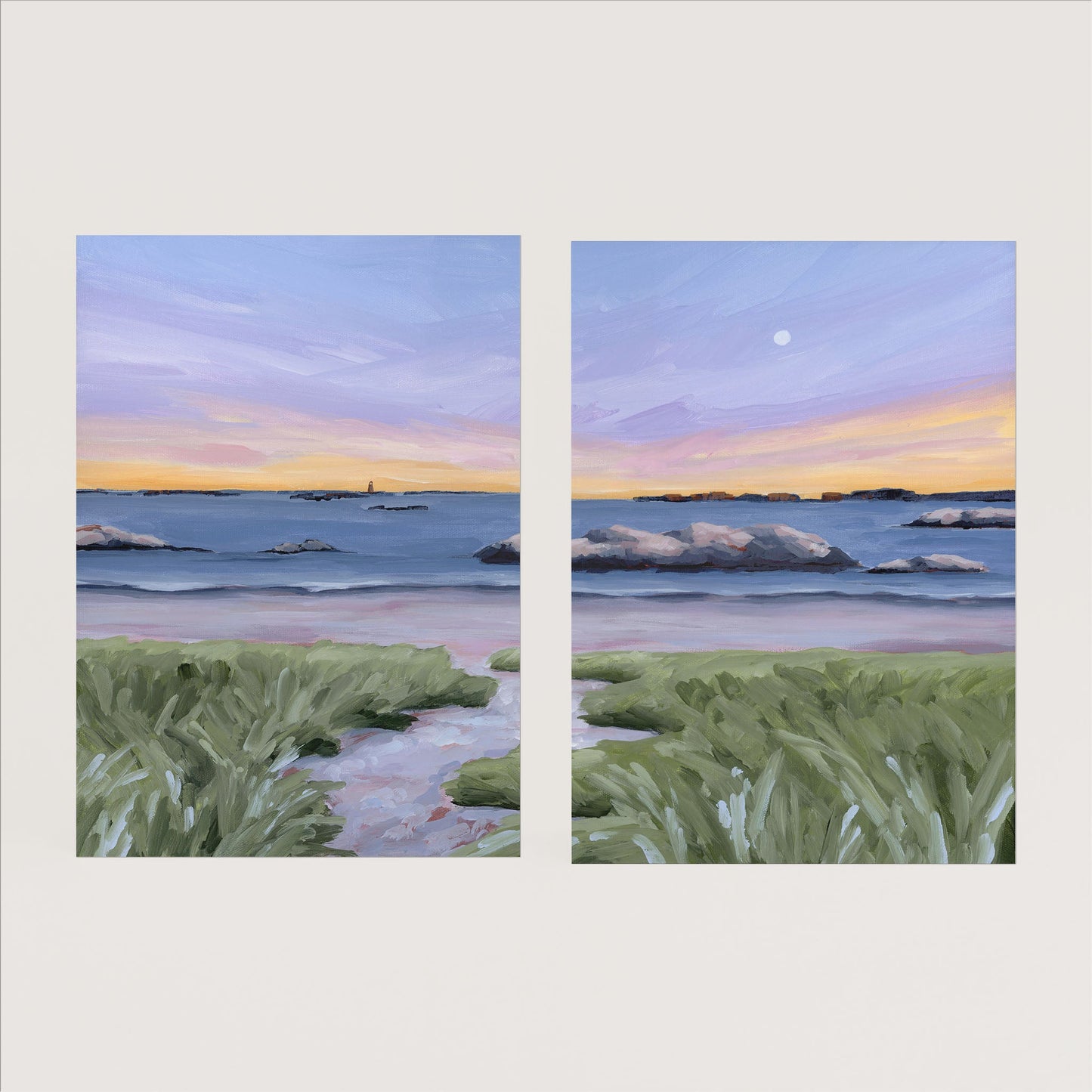 ’Sandy Cove’ Diptych Art Print || Set of 2 - Paper / 5x7 in / No Frame - abstract - Artwork - Beach - coast