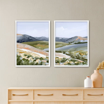 ’Seasons Mingling’ Diptych Art Print || Set of 2 - Paper / 5x7 in / White Frame - abstract - Artwork - Colorado